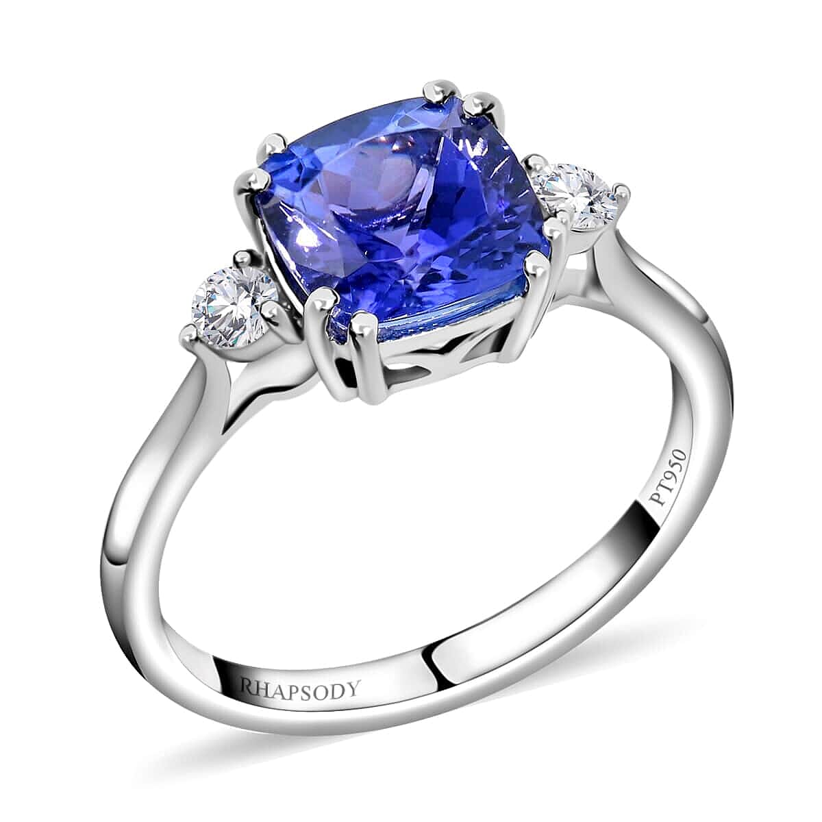 shop lc Certified & Appraised Rhapsody 950 Platinum AAAA Tanzanite and E-F VS Diamond Ring 4.15 Grams 2.80 ctw
