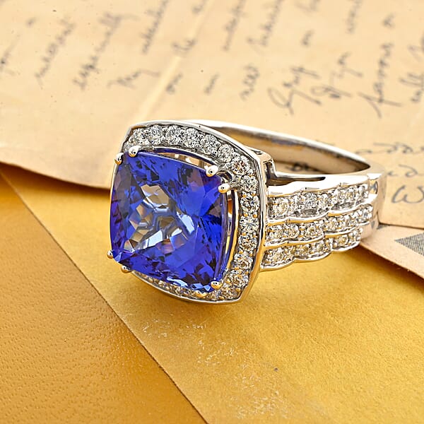 Shop Lc Certified & Appraised Rhapsody 950 Platinum AAAA Tanzanite And E-F VS Diamond Ring 13 Grams 8.40 Ctw