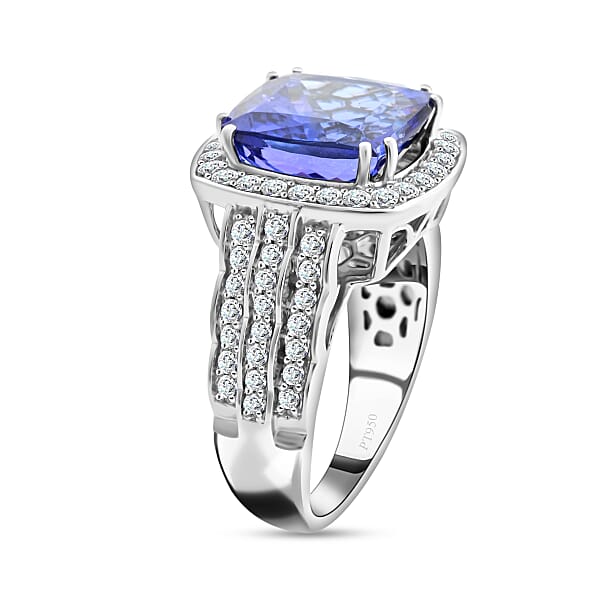 Shop Lc Certified & Appraised Rhapsody 950 Platinum AAAA Tanzanite And E-F VS Diamond Ring 13 Grams 8.40 Ctw