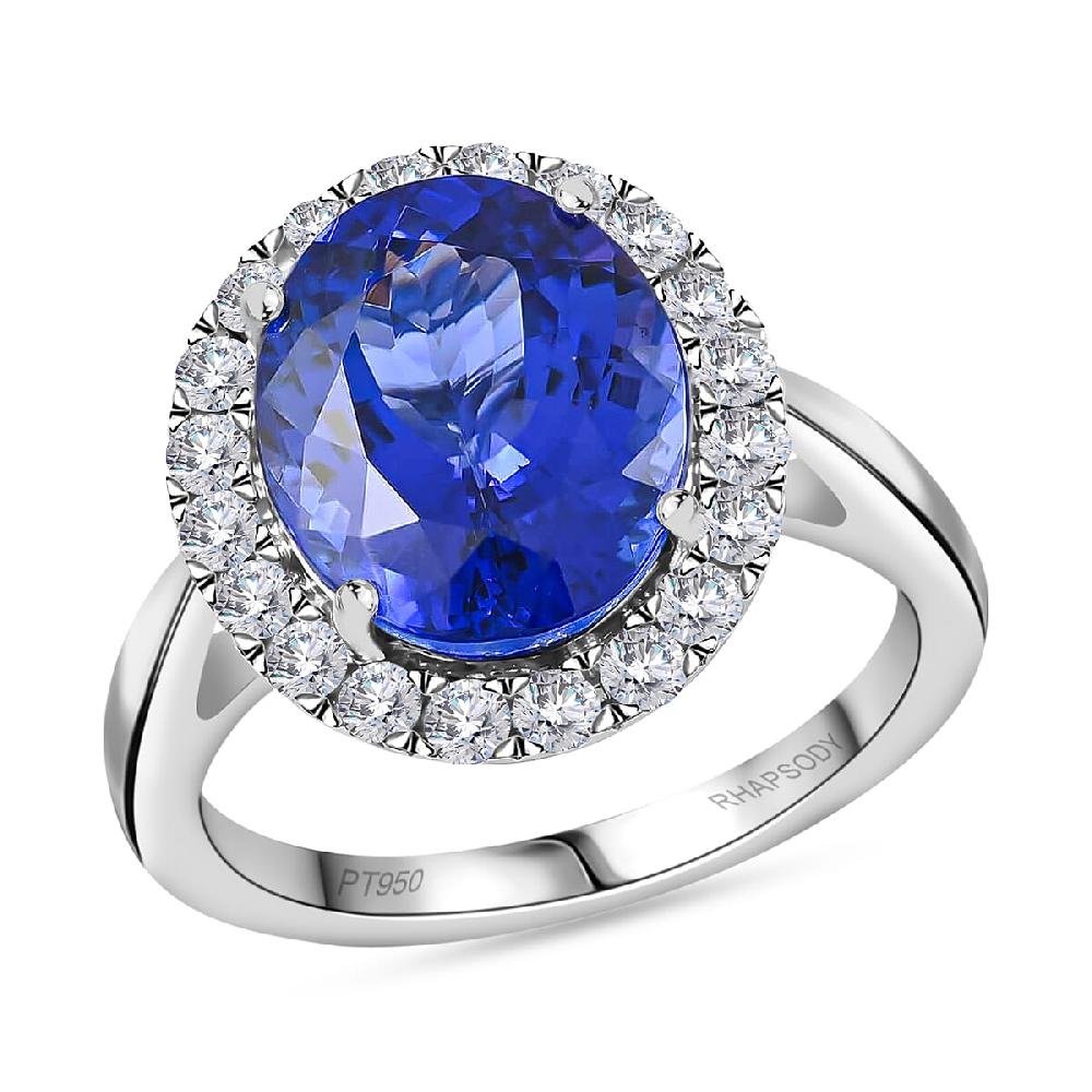 shop lc Certified & Appraised Rhapsody 950 Platinum AAAA Tanzanite and E-F VS Diamond Halo Ring 8 Grams 6.40 ctw