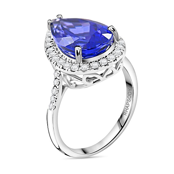 Shop Lc Certified & Appraised Rhapsody 950 Platinum AAAA Tanzanite And E-F VS Diamond Halo Ring 6 Grams 6.25 Ctw