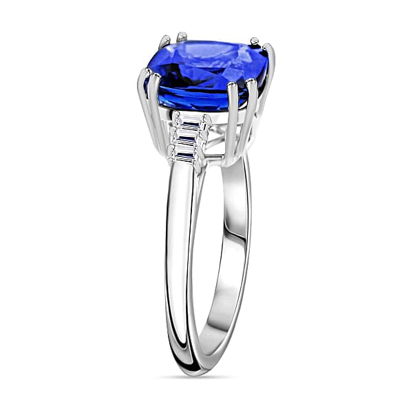 Shop Lc Certified & Appraised Rhapsody 950 Platinum AAAA Tanzanite And E-F VS Diamond Ring 5.40 Grams 3.75 Ctw