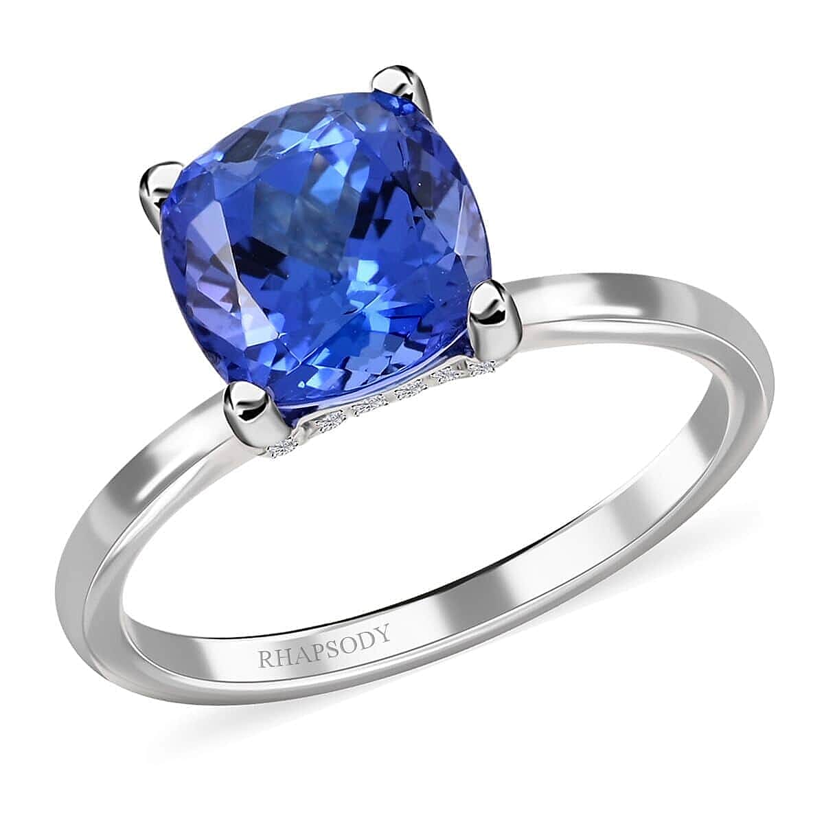 shop lc Certified & Appraised Rhapsody 950 Platinum AAAA Tanzanite and E-F VS Diamond Ring 2.75 ctw 4.40 Grams
