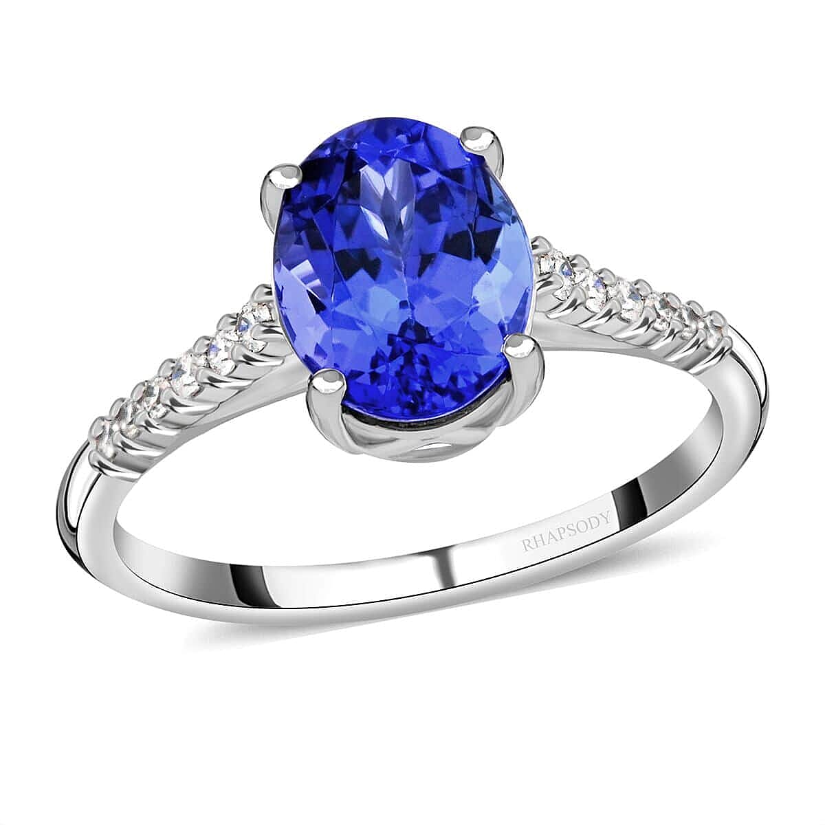 shop lc Certified & Appraised Rhapsody 950 Platinum AAAA Tanzanite and E-F VS Diamond Ring 2.25 ctw