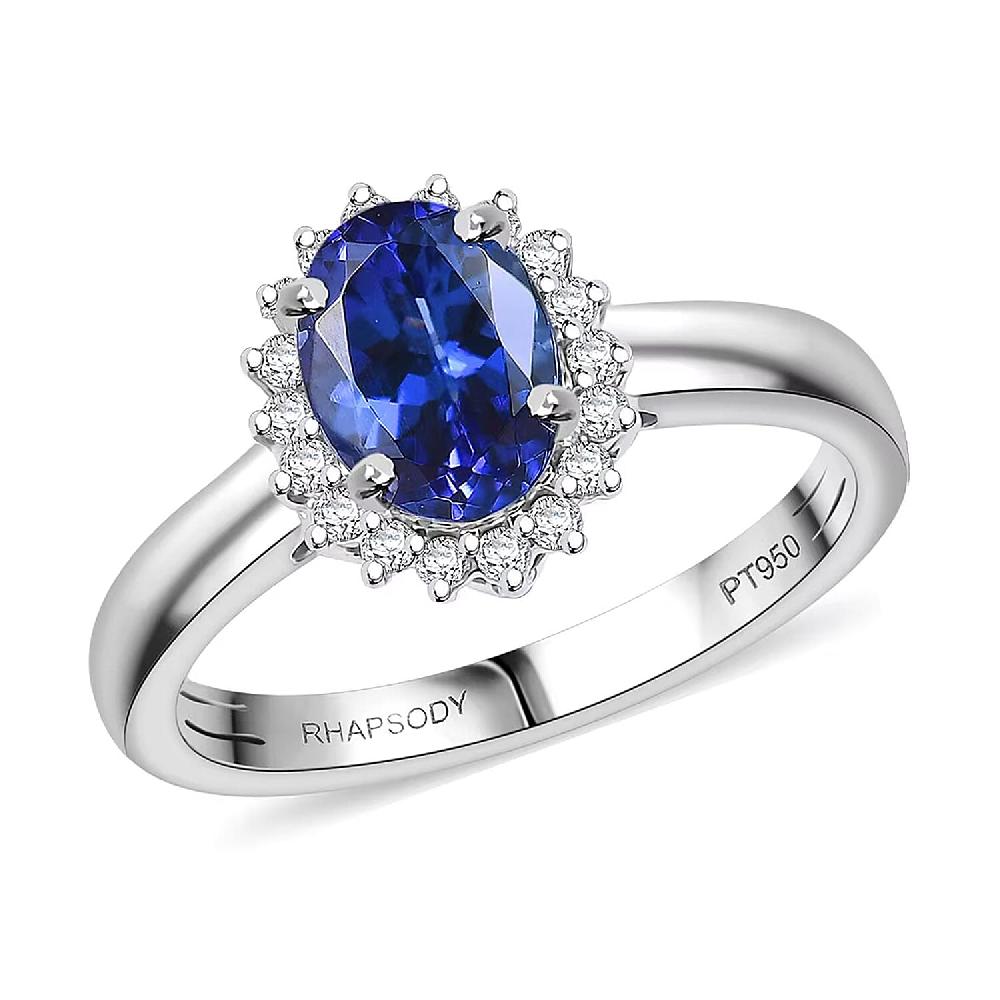 shop lc Certified & Appraised Rhapsody 950 Platinum AAAA Tanzanite Diamond (E-F VS) Sunburst Ring (5.50 g) (Del. in 10-15 Days) 1.70 ctw