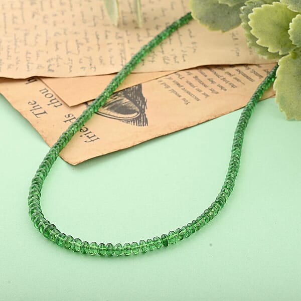 Shop Lc Certified & Appraised Rhapsody 950 Platinum AAAA Tsavorite Garnet Beaded Necklace 18 Inches 60.00 Ctw