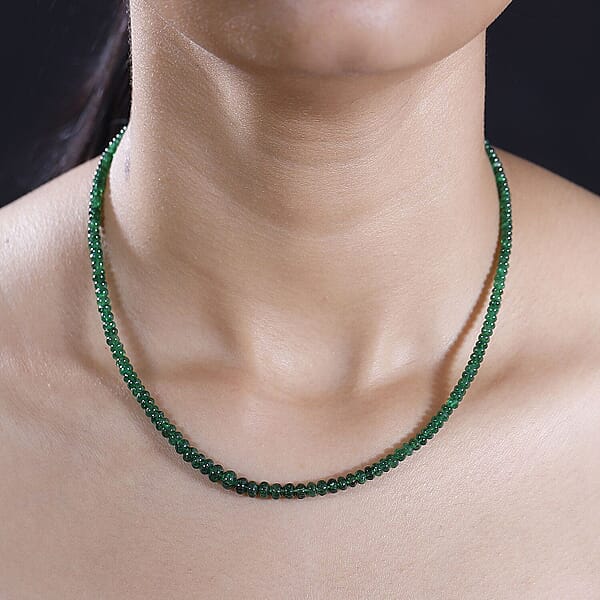 Shop Lc Certified & Appraised Rhapsody 950 Platinum AAAA Tsavorite Garnet 50.00 Ctw Beaded Graduate Necklace 18-20 Inches