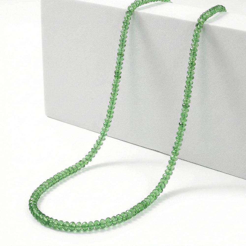 shop lc Certified & Appraised Rhapsody 950 Platinum AAAA Tsavorite Garnet Beaded Necklace 18 Inches 60.00 ctw