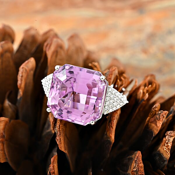 Shop Lc Certified & Appraised Rhapsody 950 Platinum Asscher Cut AAAA Patroke Kunzite And E-F VS Diamond Ring 7.75 Grams 19.50 Ctw