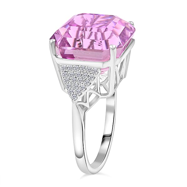 Shop Lc Certified & Appraised Rhapsody 950 Platinum Asscher Cut AAAA Patroke Kunzite And E-F VS Diamond Ring 7.75 Grams 19.50 Ctw