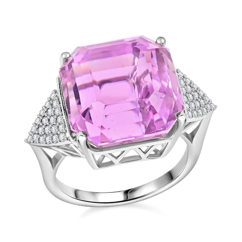 shop lc Certified & Appraised Rhapsody 950 Platinum Asscher Cut AAAA Patroke Kunzite and E-F VS Diamond Ring 7.75 Grams 19.50 ctw
