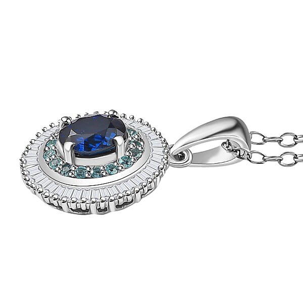 Shop Lc Certified & Appraised Rhapsody AAA Ceylon Blue Sapphire Paraiba Tourmaline And Diamond E-F VS2 1.50 Ctw Pendant Necklace In 950 Platinum 20 Inches