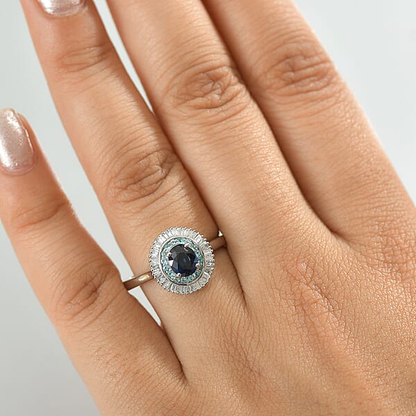 Shop Lc Certified & Appraised Rhapsody AAA Ceylon Blue Sapphire Paraiba Tourmaline And E-F VS2 Diamond 1.50 Ctw Ring In 950 Platinum