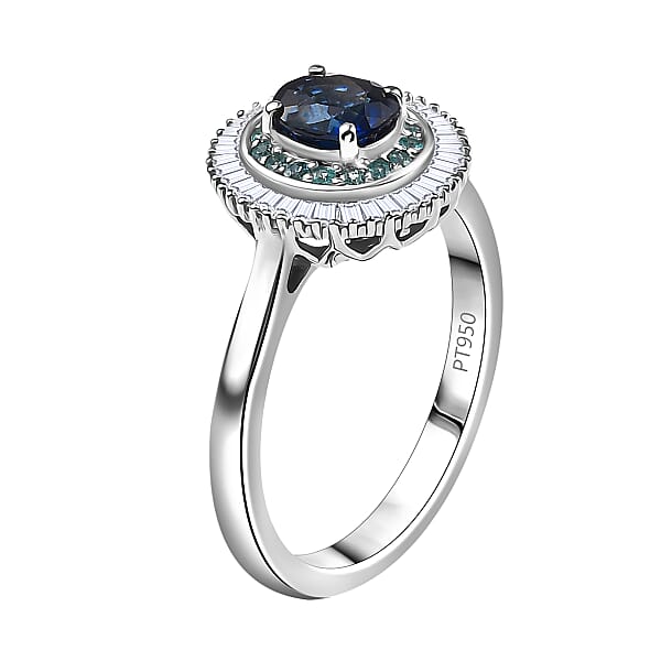 Shop Lc Certified & Appraised Rhapsody AAA Ceylon Blue Sapphire Paraiba Tourmaline And E-F VS2 Diamond 1.50 Ctw Ring In 950 Platinum