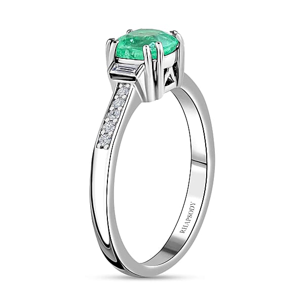 Shop Lc Certified & Appraised Rhapsody AAAA Boyaca Colombian Emerald And E-F VS Diamond 2.10 Ctw Ring In 950 Platinum 5.15 Grams
