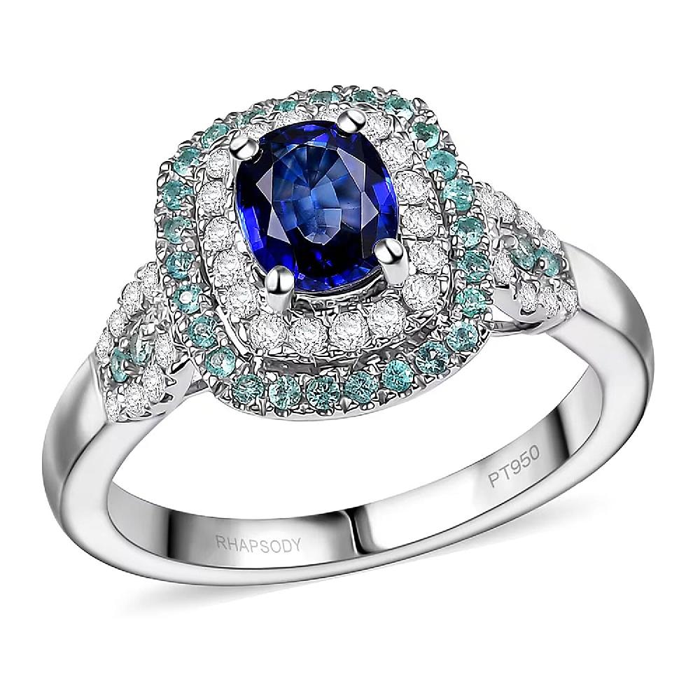 shop lc Certified & Appraised Rhapsody AAAA Ceylon Blue Sapphire Paraiba Tourmaline and E-F VS Diamond 2.24 ctw Ring in 950 Platinum 8.50 Grams