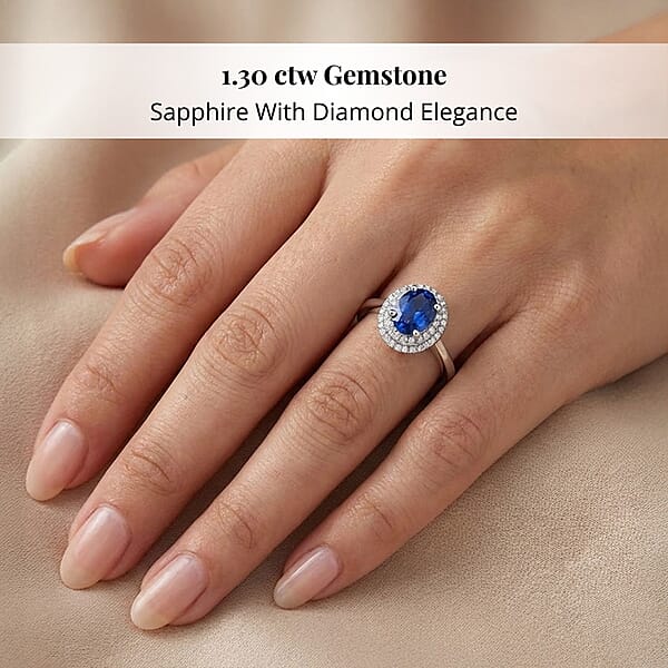 Shop Lc Certified & Appraised Rhapsody AAAA Ceylon Blue Sapphire And E-F VS Diamond 1.30 Ctw Ring In 950 Platinum 5.10 Grams