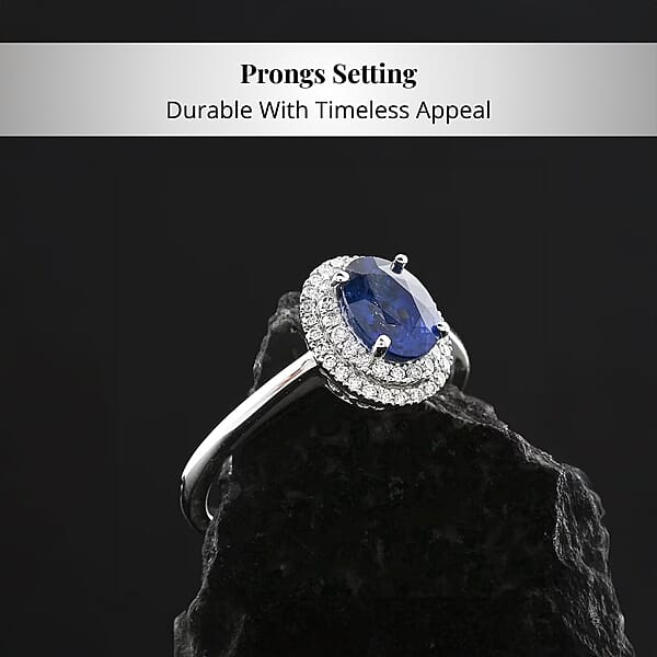 Shop Lc Certified & Appraised Rhapsody AAAA Ceylon Blue Sapphire And E-F VS Diamond 1.30 Ctw Ring In 950 Platinum 5.10 Grams