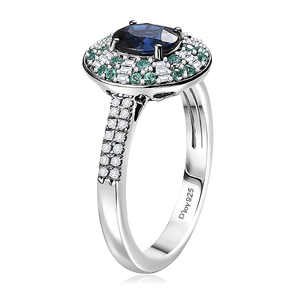 Shop Lc Certified & Appraised Rhapsody AAAA Ceylon Blue Sapphire Paraiba Tourmaline And E-F VS Diamond 2.00 Ctw Ring In 950 Platinum 6.50 Grams