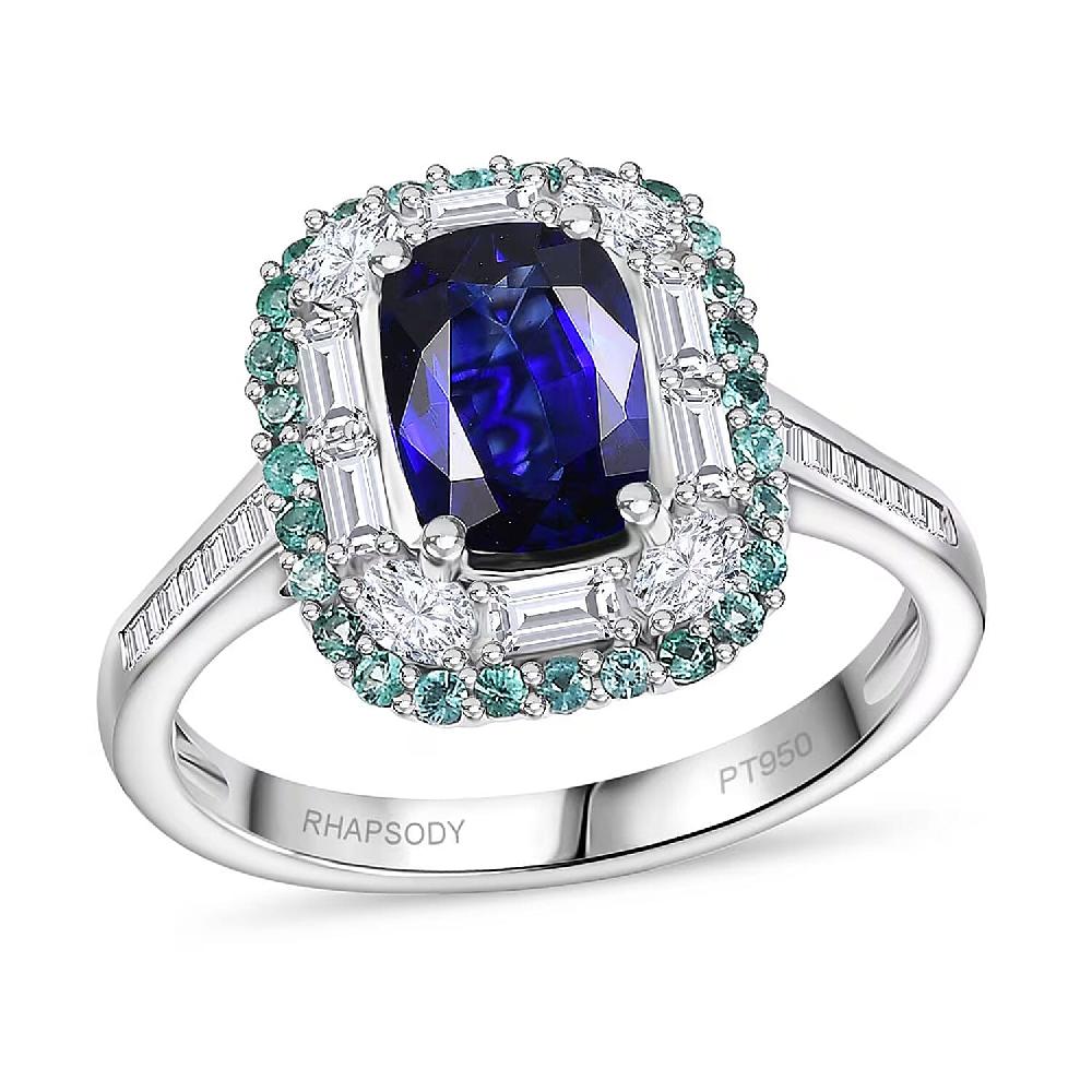 shop lc Certified & Appraised Rhapsody AAAA Ceylon Blue Sapphire Paraiba Tourmaline and E-F VS Diamond 3.50 ctw Ring in 950 Platinum 6.80 Grams