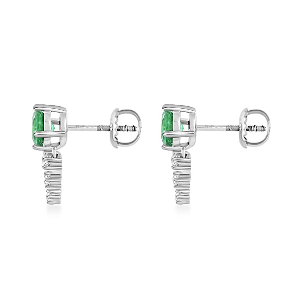 Shop Lc Certified & Appraised Rhapsody AAAA Gemfield Emerald And E-F VS Diamond 1.10 Ctw Earrings In 950 Platinum