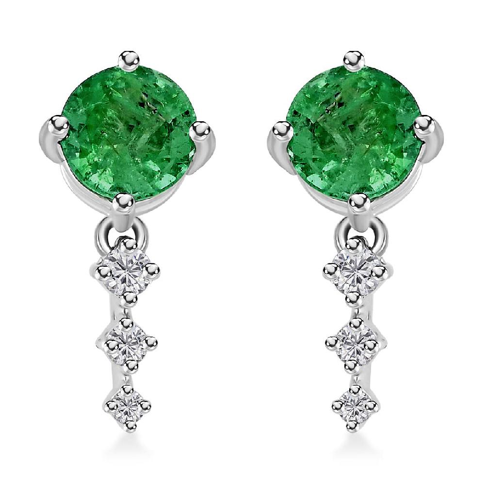 shop lc Certified & Appraised Rhapsody AAAA Gemfield Emerald and E-F VS Diamond 1.10 ctw Earrings in 950 Platinum