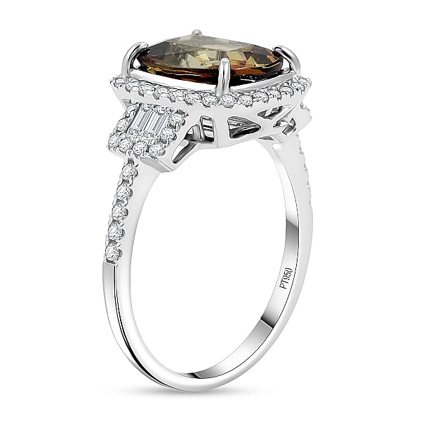 Shop Lc Certified & Appraised Rhapsody AAAA Jenipapo Andalusite And E-F VS Diamond 4.06 Ctw Ring In 950 Platinum 6.07 Grams