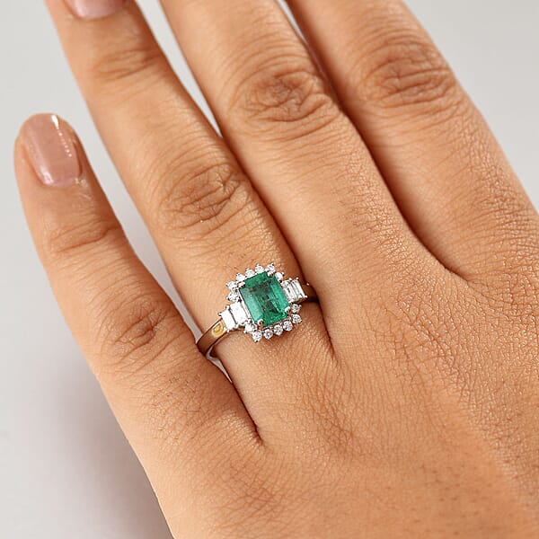 Shop Lc Certified & Appraised Rhapsody AAAA Kagem Zambian Emerald And E-F VS Diamond 2.05 Ctw Ring In 950 Platinum