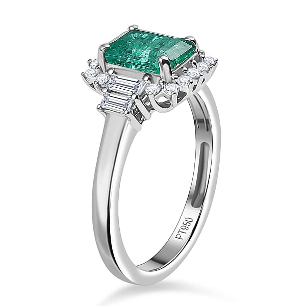 Shop Lc Certified & Appraised Rhapsody AAAA Kagem Zambian Emerald And E-F VS Diamond 2.05 Ctw Ring In 950 Platinum