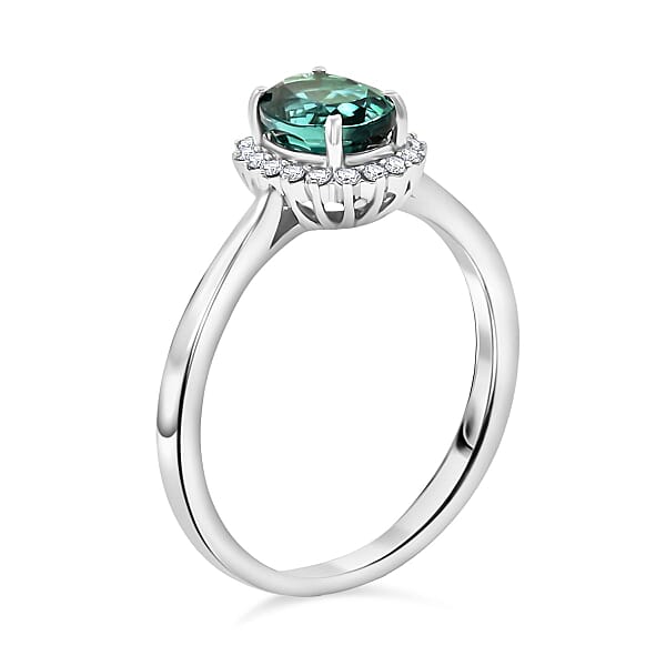 Shop Lc Certified & Appraised Rhapsody AAAA Lagoon Tourmaline And E-F VS Diamond 1.25 Ctw Ring In 950 Platinum 5.16 Grams