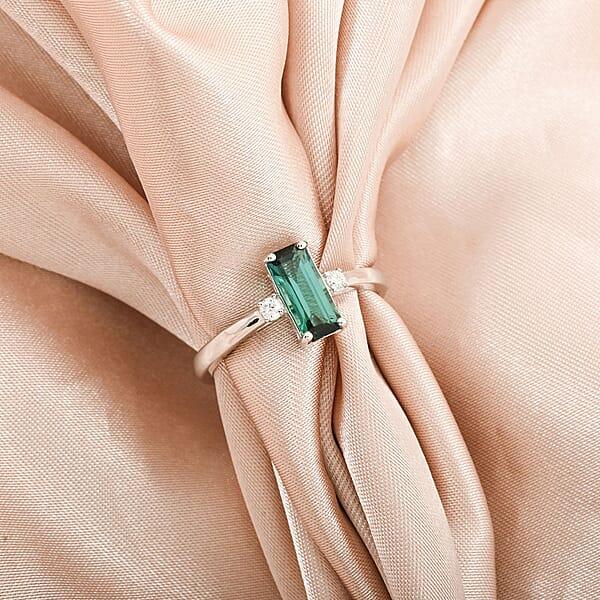 Shop Lc Certified & Appraised Rhapsody AAAA Lagoon Tourmaline And E-F VS Diamond 1.10 Ctw Ring In 950 Platinum 4.46 Grams