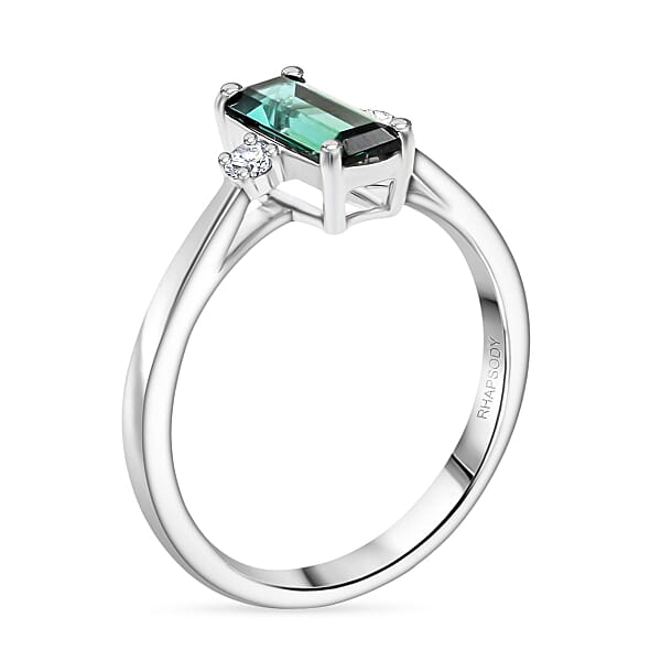 Shop Lc Certified & Appraised Rhapsody AAAA Lagoon Tourmaline And E-F VS Diamond 1.10 Ctw Ring In 950 Platinum 4.46 Grams