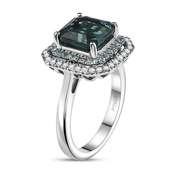 Shop Lc Certified & Appraised Rhapsody AAAA Lagoon Tourmaline Paraiba Tourmaline And E-F VS2 Diamond 6.15 Ctw Ring In 950 Platinum 9.40 Grams