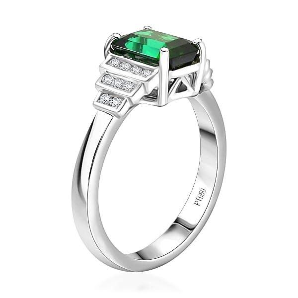 Shop Lc Certified & Appraised Rhapsody AAAA Lagoon Tourmaline And E-F VS Diamond 2.00 Ctw Ring In 950 Platinum 6.16 Grams
