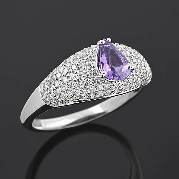 Shop Lc Certified & Appraised Rhapsody AAAA Madagascar Purple Sapphire And E-F VS Diamond 1.25 Ctw Ring In 950 Platinum 6.10 Grams