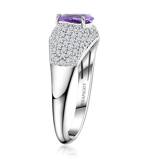 Shop Lc Certified & Appraised Rhapsody AAAA Madagascar Purple Sapphire And E-F VS Diamond 1.25 Ctw Ring In 950 Platinum 6.10 Grams