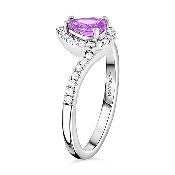 Shop Lc Certified & Appraised Rhapsody AAAA Madagascar Purple Sapphire And E-F VS Diamond 1.00 Ctw Ring In 950 Platinum 5.27 Grams
