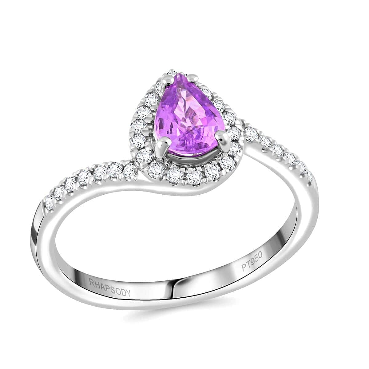 shop lc Certified & Appraised Rhapsody AAAA Madagascar Purple Sapphire and E-F VS Diamond 1.00 ctw Ring in 950 Platinum 5.27 Grams