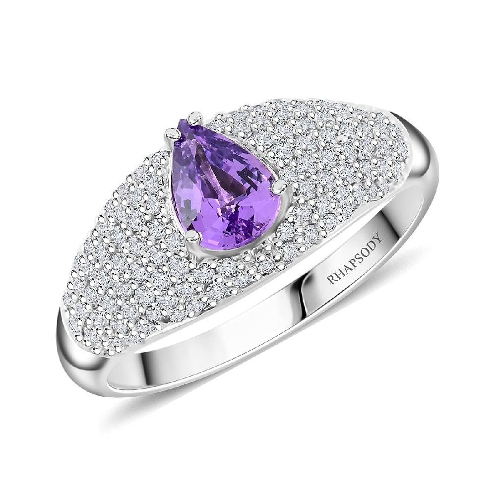 shop lc Certified & Appraised Rhapsody AAAA Madagascar Purple Sapphire and E-F VS Diamond 1.25 ctw Ring in 950 Platinum 6.10 Grams