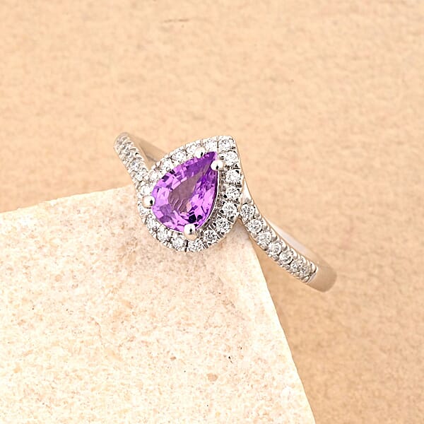 Shop Lc Certified & Appraised Rhapsody AAAA Madagascar Purple Sapphire And E-F VS Diamond 1.00 Ctw Ring In 950 Platinum 5.27 Grams