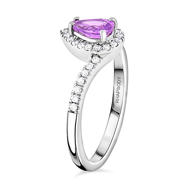 Shop Lc Certified & Appraised Rhapsody AAAA Madagascar Purple Sapphire And E-F VS Diamond 1.00 Ctw Ring In 950 Platinum 5.27 Grams