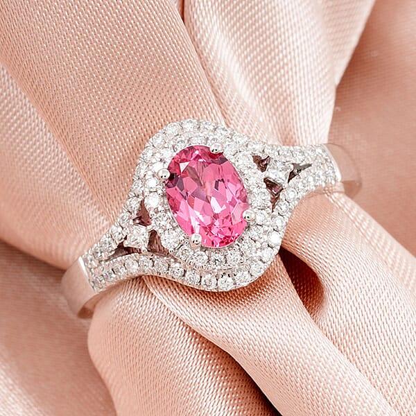 Shop Lc Certified & Appraised Rhapsody AAAA Mahenge Pink Spinel And E-F VS Diamond 1.30 Ctw Ring In 950 Platinum 6.94 Grams