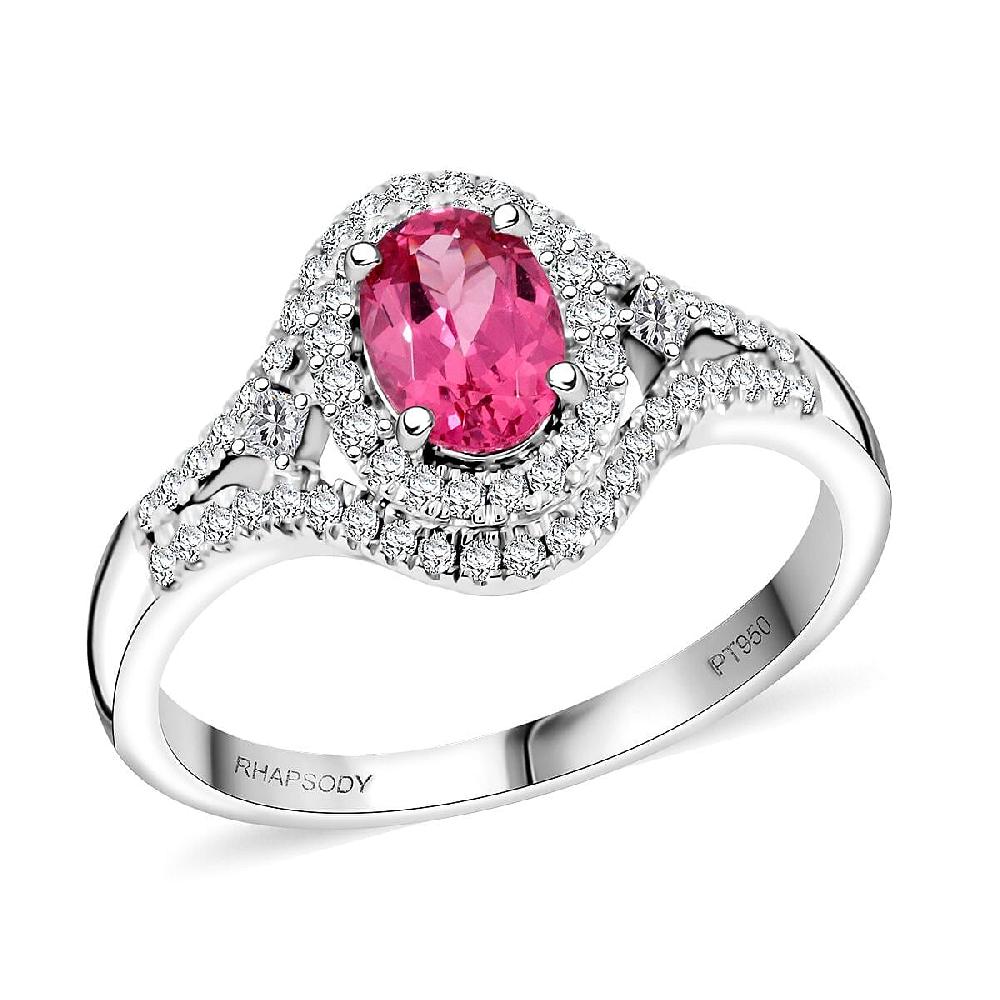 shop lc Certified & Appraised Rhapsody AAAA Mahenge Pink Spinel and E-F VS Diamond 1.30 ctw Ring in 950 Platinum 6.94 Grams