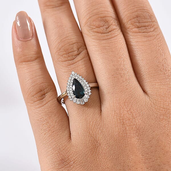 Shop Lc Certified & Appraised Rhapsody AAAA Monte Belo Indicolite And E-F VS Diamond 1.37 Ctw Ring In 950 Platinum 6.48 Grams