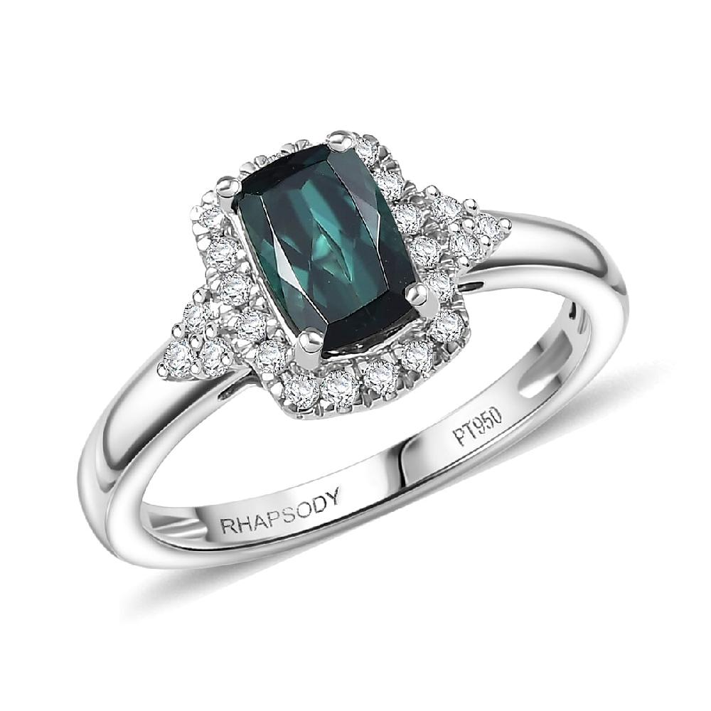 shop lc Certified & Appraised Rhapsody AAAA Monte Belo Indicolite and E-F VS Diamond 1.35 ctw Ring in 950 Platinum (Size 6.0) 5.83 Grams