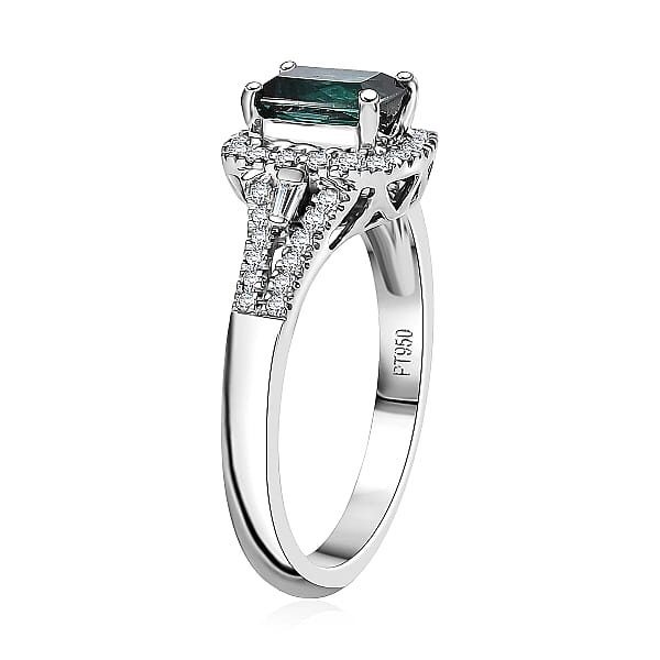 Shop Lc Certified & Appraised Rhapsody AAAA Monte Belo Indicolite And E-F VS Diamond 1.54 Ctw Ring In 950 Platinum 5.70 Grams