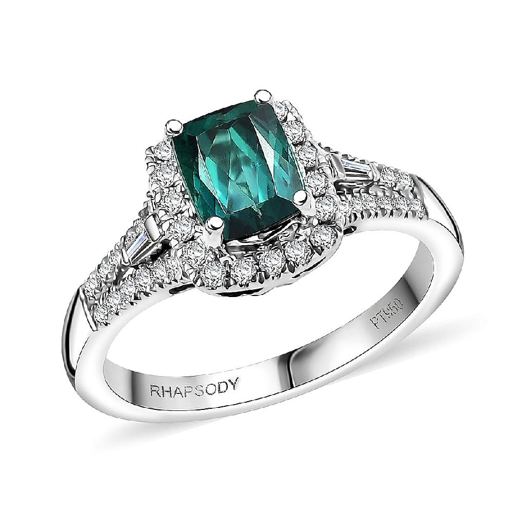 shop lc Certified & Appraised Rhapsody AAAA Monte Belo Indicolite and E-F VS Diamond 1.54 ctw Ring in 950 Platinum 5.70 Grams