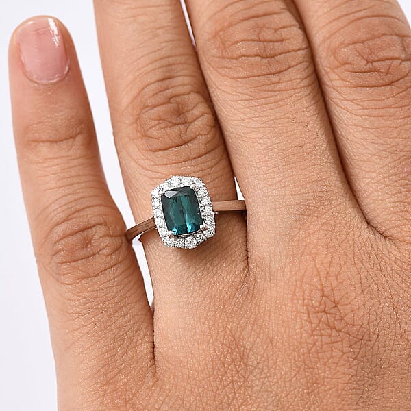 Shop Lc Certified & Appraised Rhapsody AAAA Monte Belo Indicolite And E-F VS Diamond 1.80 Ctw Ring In 950 Platinum 5.80 Grams