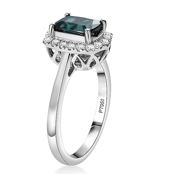 Shop Lc Certified & Appraised Rhapsody AAAA Monte Belo Indicolite And E-F VS Diamond 1.80 Ctw Ring In 950 Platinum 5.80 Grams