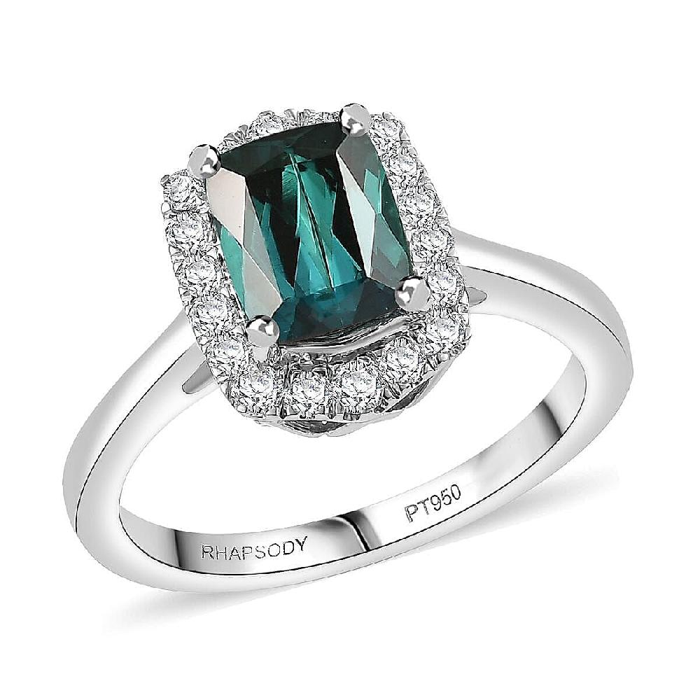 shop lc Certified & Appraised Rhapsody AAAA Monte Belo Indicolite and E-F VS Diamond 1.80 ctw Ring in 950 Platinum 5.80 Grams